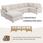 Canapé sectionnel spacieux en U de 255 cm à 6 places avec ottomans et oreillers amovibles, configuration flexible