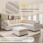 Canapé sectionnel spacieux en U de 255 cm à 6 places avec ottomans et oreillers amovibles, configuration flexible