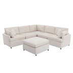 Canapé sectionnel spacieux en U de 255 cm à 6 places avec ottomans et oreillers amovibles, configuration flexible