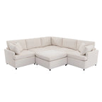 Canapé sectionnel spacieux en U de 255 cm à 6 places avec ottomans et oreillers amovibles, configuration flexible