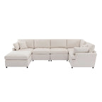 Canapé sectionnel spacieux en U de 255 cm à 6 places avec ottomans et oreillers amovibles, configuration flexible