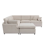 Canapé sectionnel spacieux en U de 255 cm à 6 places avec ottomans et oreillers amovibles, configuration flexible