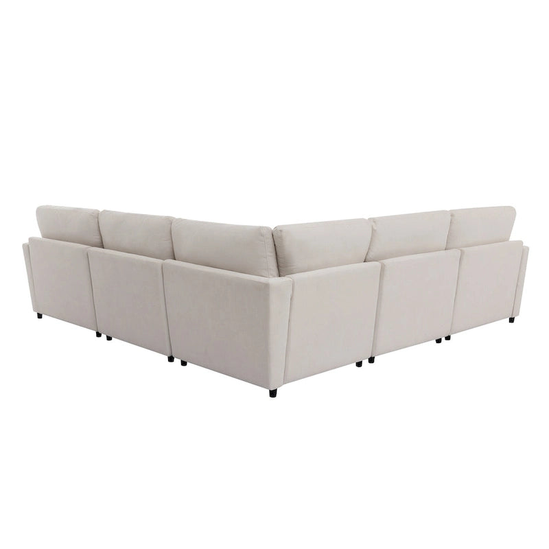 Canapé sectionnel spacieux en U de 255 cm à 6 places avec ottomans et oreillers amovibles, configuration flexible