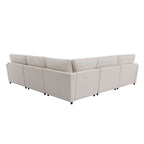 Canapé sectionnel spacieux en U de 255 cm à 6 places avec ottomans et oreillers amovibles, configuration flexible