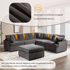 Canapé sectionnel spacieux en U de 255 cm à 6 places avec ottomans et oreillers amovibles, configuration flexible