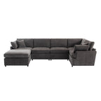 Canapé sectionnel spacieux en U de 255 cm à 6 places avec ottomans et oreillers amovibles, configuration flexible