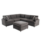 Canapé sectionnel spacieux en U de 255 cm à 6 places avec ottomans et oreillers amovibles, configuration flexible