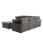 Canapé sectionnel spacieux en U de 255 cm à 6 places avec ottomans et oreillers amovibles, configuration flexible