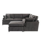 Canapé sectionnel spacieux en U de 255 cm à 6 places avec ottomans et oreillers amovibles, configuration flexible