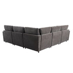 Canapé sectionnel spacieux en U de 255 cm à 6 places avec ottomans et oreillers amovibles, configuration flexible