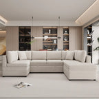Beige 117 U-Shaped Oversized 6-Seater Sofa