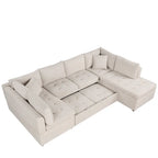 Beige 117 U-Shaped Oversized 6-Seater Sofa