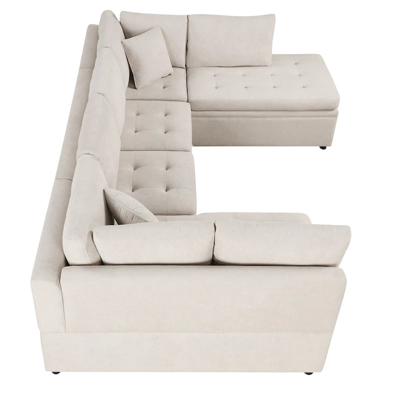 Beige 117 U-Shaped Oversized 6-Seater Sofa