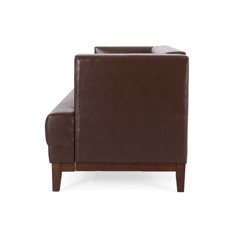 Modern 80.75 Button Tufted 3-seater Sofa with Wood Legs for Living Room