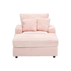 Pink 39.37 Corduroy Upholstered Single Armchair Sofa with Ottoman and Cup Holder for Lving Room
