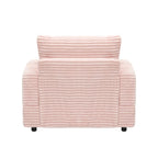 Pink 39.37 Corduroy Upholstered Single Armchair Sofa with Ottoman and Cup Holder for Lving Room