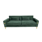 Modern 85.63 Velvet 3-seater Sofa with Gold Accents and Plush Cushions for Living Room