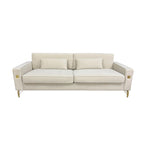 Modern 85.63 Velvet 3-seater Sofa with Gold Accents and Plush Cushions for Living Room