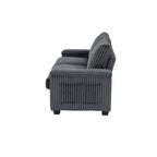 Causeuse 2 places en tissu gris foncé 71 avec accoudoir de rangement carré et port USB pour salon