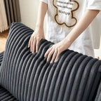 Causeuse 2 places en tissu gris foncé 71 avec accoudoir de rangement carré et port USB pour salon