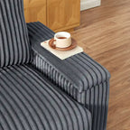 Causeuse 2 places en tissu gris foncé 71 avec accoudoir de rangement carré et port USB pour salon