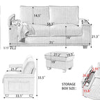 Causeuse 2 places en tissu gris foncé 71 avec accoudoir de rangement carré et port USB pour salon