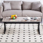 Table basse rectangulaire moderne 47 avec plateau en pierre frittée et pieds en métal en forme de X