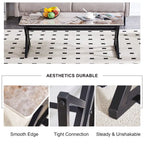 Table basse rectangulaire moderne 47 avec plateau en pierre frittée et pieds en métal en forme de X