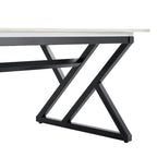 Table basse rectangulaire moderne 47 avec plateau en pierre frittée et pieds en métal en forme de X