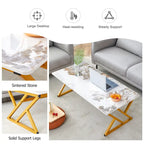 Table basse rectangulaire moderne 47 avec plateau en pierre frittée et pieds en métal en forme de X