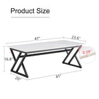 Table basse rectangulaire moderne 47 avec plateau en pierre frittée et pieds en métal en forme de X