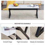 Table basse rectangulaire moderne 47 avec plateau en pierre frittée et pieds en métal en forme de X