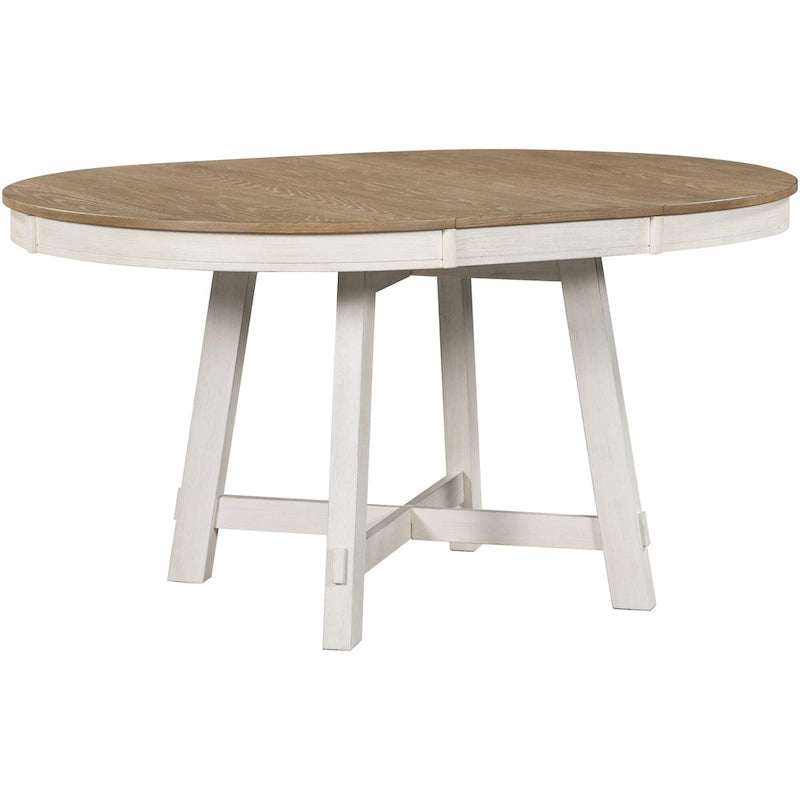 5-Piece Wooden Dining Table Set with Extendable Round Table & 4 Chairs