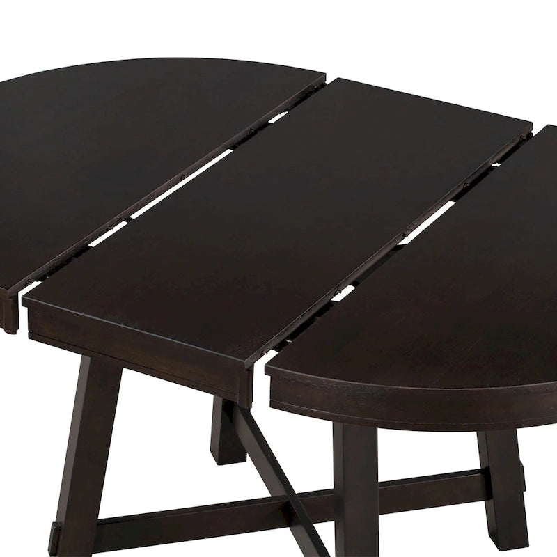 5-Piece Wooden Dining Table Set with Extendable Round Table & 4 Chairs
