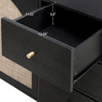 Modern 2-Door Storage Cabinet with 3 Drawers and Adjustable Shelves for Bedroom, Living Room, Study