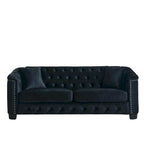 77 Chesterfield Velvet Button-tufted 3-Seater Sofa with Nailhead Decoration