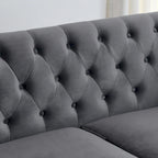 77 Chesterfield Velvet Button-tufted 3-Seater Sofa with Nailhead Decoration