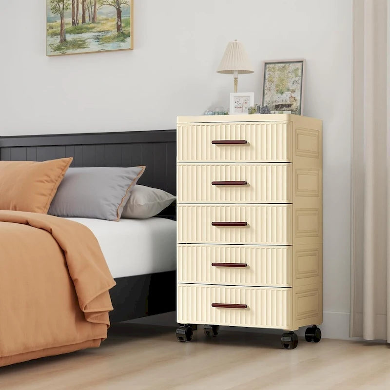 4 or 5 Layers Plastic Drawer Storage Cabinet Bedside Table with Handle