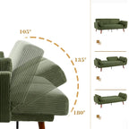 73.3 W Flared Arm Convertible Sleeper Sofa Modern Corduroy Loveseat