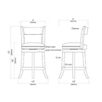 Tabouret de bar pivotant en bois massif Palmetto, hauteur comptoir, couleur Brandy - Boraam