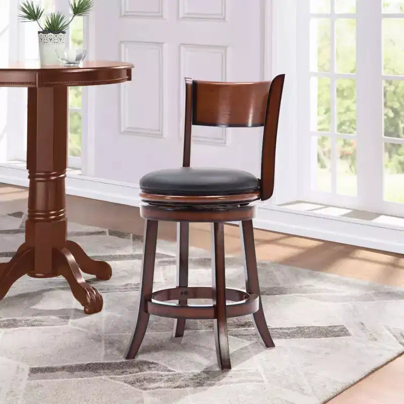 Tabouret de bar pivotant en bois massif Palmetto, hauteur comptoir, couleur Brandy - Boraam