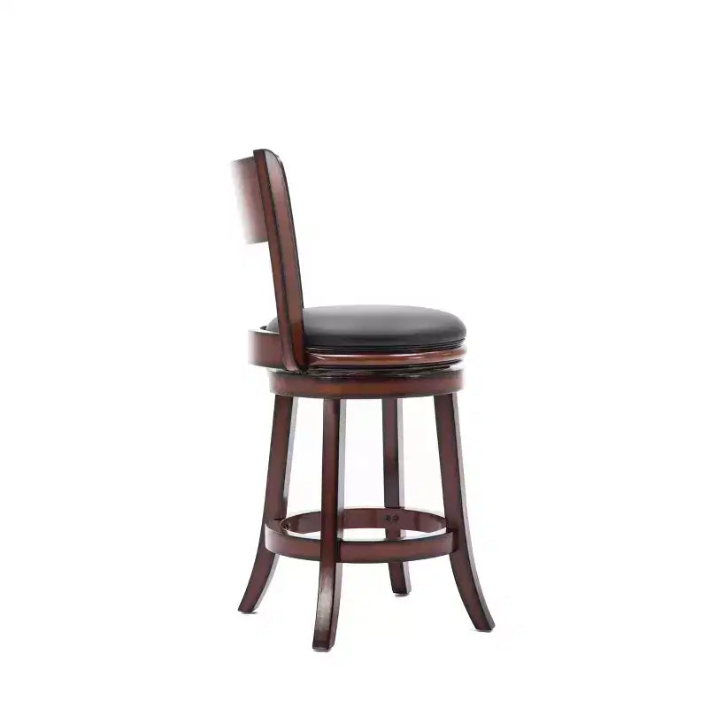 Tabouret de bar pivotant en bois massif Palmetto, hauteur comptoir, couleur Brandy - Boraam