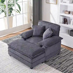 56.9 W Oversized Chair with Ottoman, Reading Chair for Bedroom, Lazy Sofa Bed, Modern Over Sized Single Recliner Couch