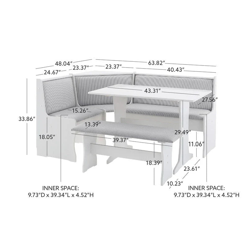 Sedley Farmhouse Nook Dining Set with Storage