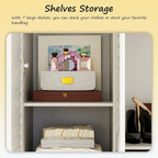 Wardrobe Armoire Closet 59W Large Freestanding Wardrobe Cabinet White