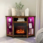 Costway Fireplace TV Stand w/ Led Lights & 18  Electric Fireplace for - See Details