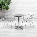 27.5  Round Aluminum Smooth Top Indoor-Outdoor Table with Base