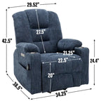 Power Lift Recliner Chair with Massage and Heat, Lazy Boy Overstuffed Wide Recliners w/USB, Type C Ports & 2 Steel Cup Holders