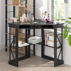 Corner Desk Small Desk with Outlets Corner Table for Small Space, Computer Desk with USB Ports Triangle Desk with Storage