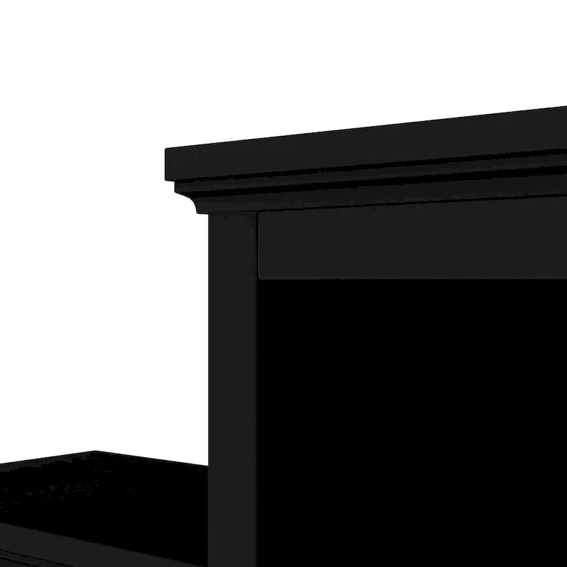 Entertainment Wall Unit with Bridge, Tempered Glass Doors for TVs Up to 70